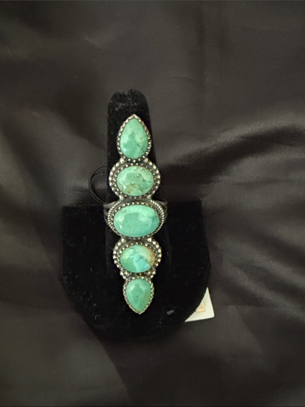 Genuine Gemstone Turquoise Multi-Stone Statement Ring Sterling Silver-Plated